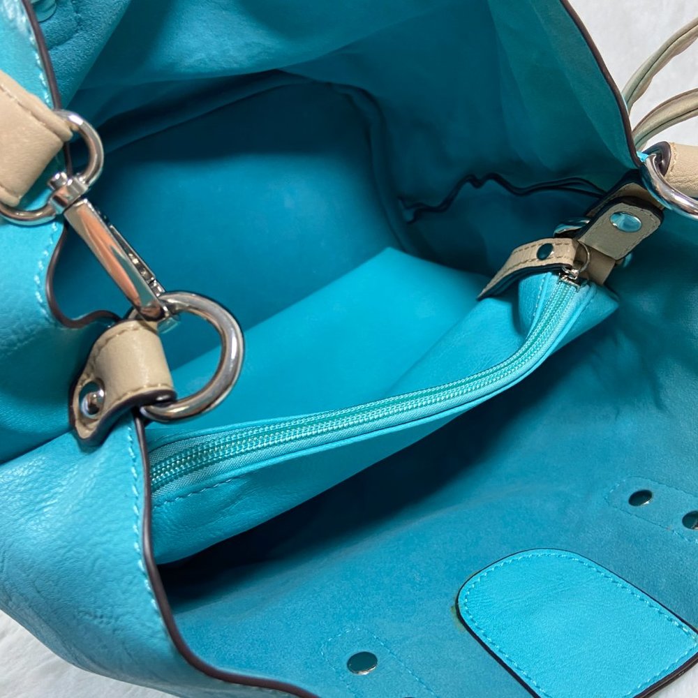 CBOCS Vegan Convertible Turquoise Blue bag accessory bag Purse dual handle - Picture 8 of 10